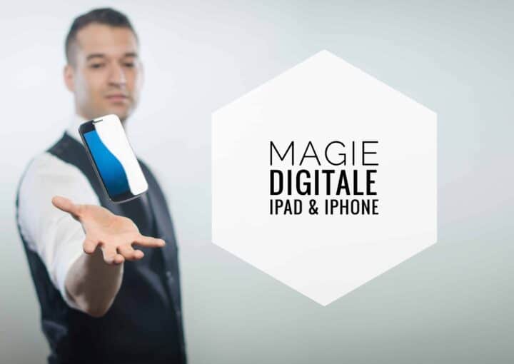 image de vinz le magicien faisant léviter un téléphone entre ses mains.