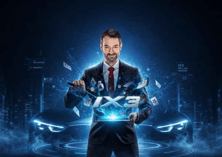 vinz le magicien au lancement du BMW IX3